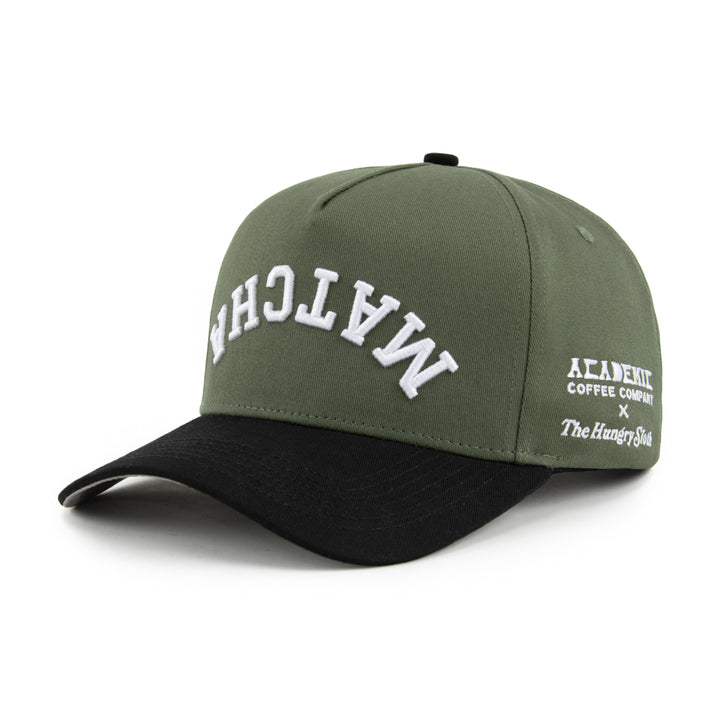 academic coffee x the hungry sloth collaboration: upside down matcha snapback hat