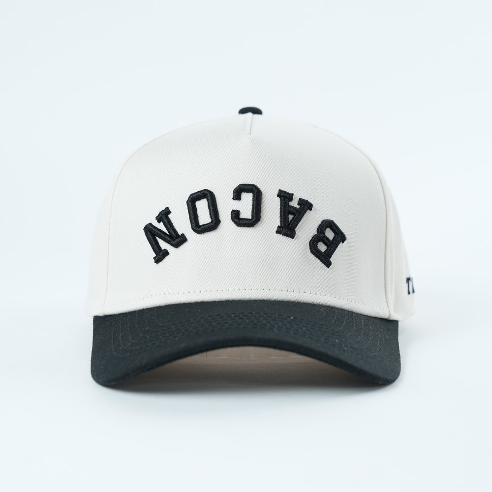 bacon upside down a-frame snapback hat