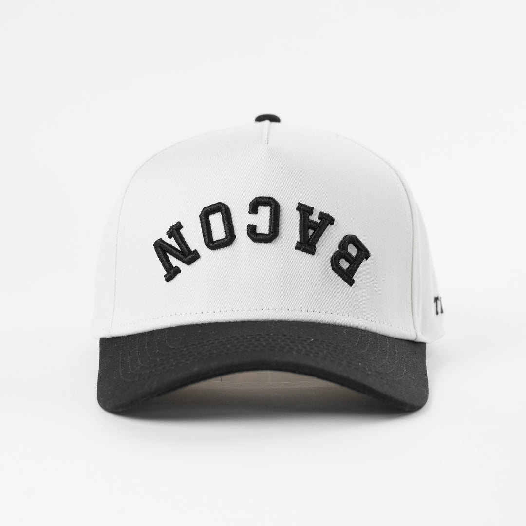 bacon upside down a-frame snapback hat