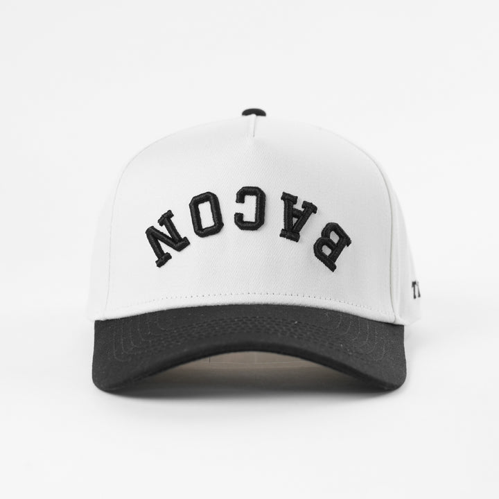 bacon upside down a-frame snapback hat