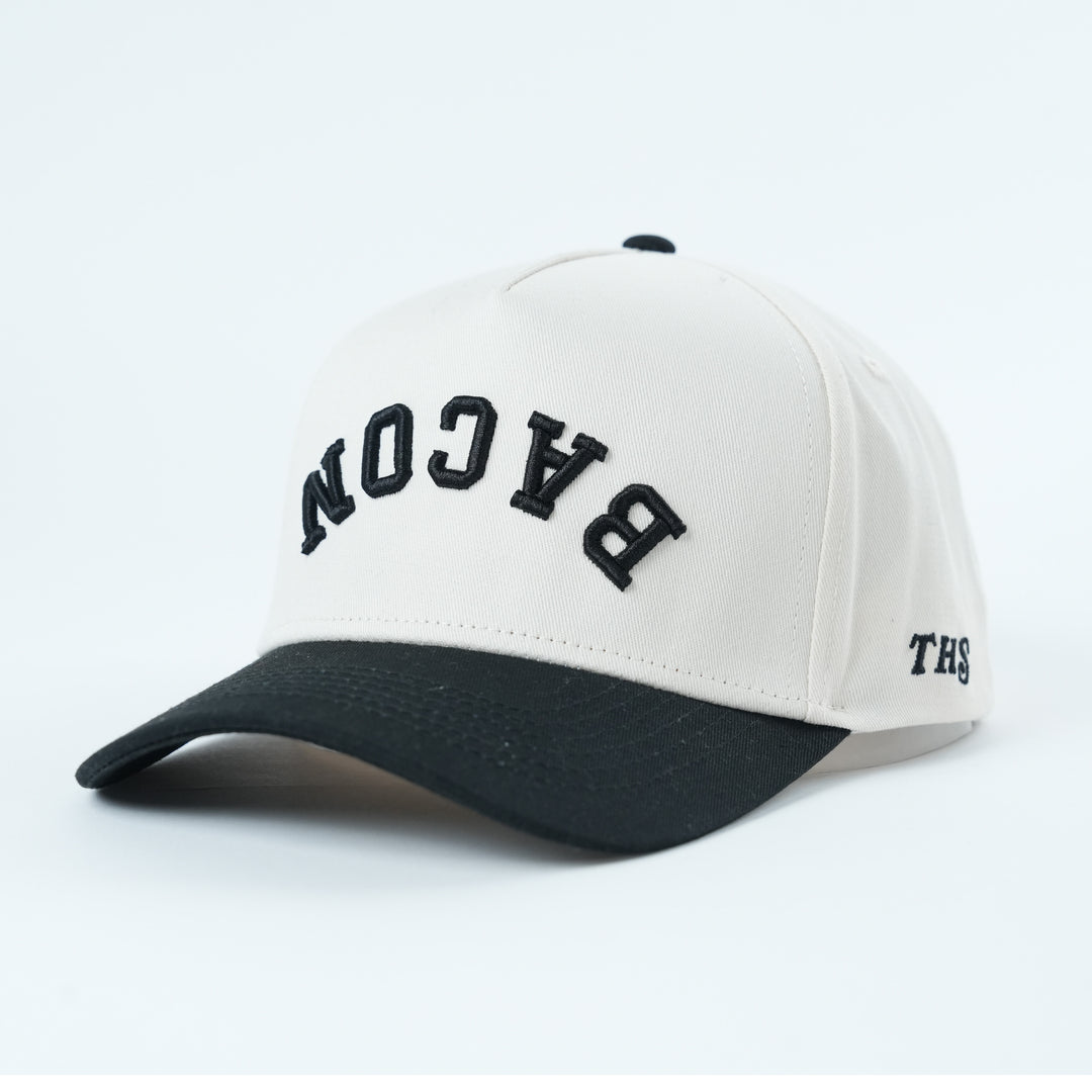 bacon upside down a-frame snapback hat