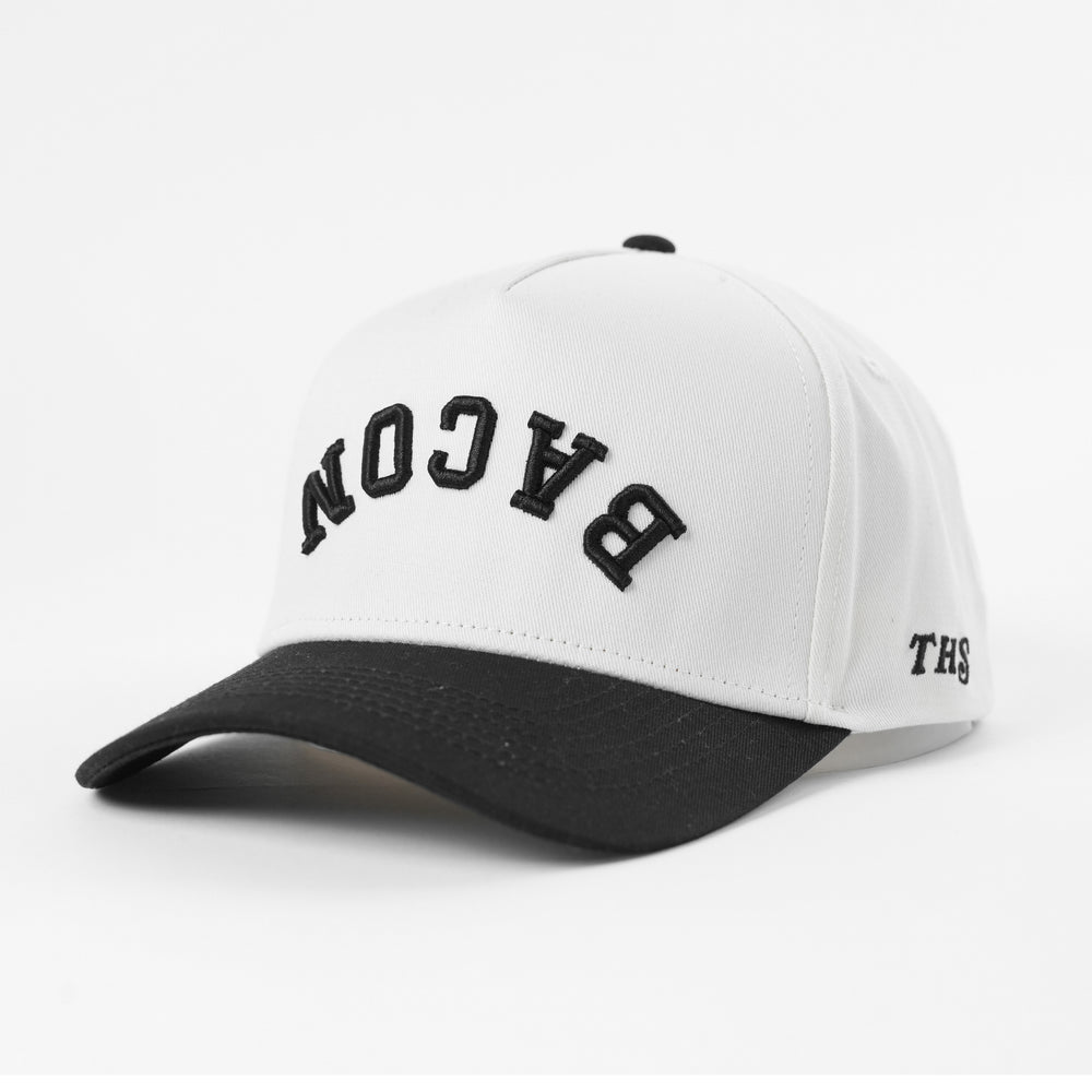 bacon upside down a-frame snapback hat