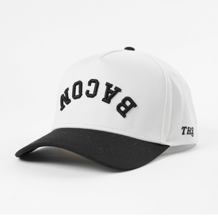 bacon upside down a-frame snapback hat