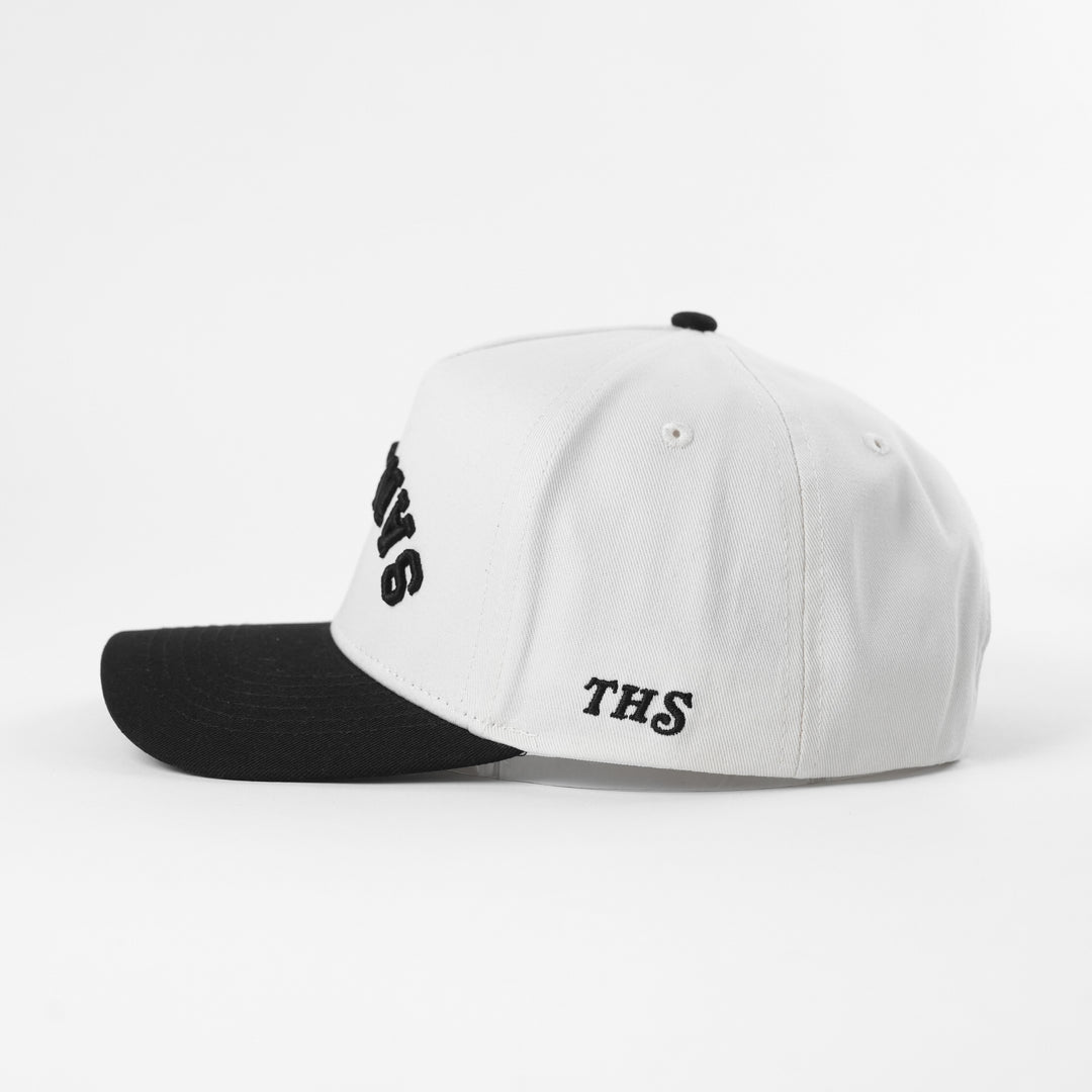 san jose upside down a-frame snapback hat with THS logo on the side