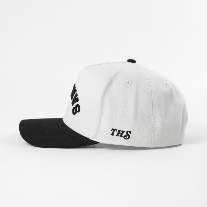 san jose upside down a-frame snapback hat with THS logo on the side