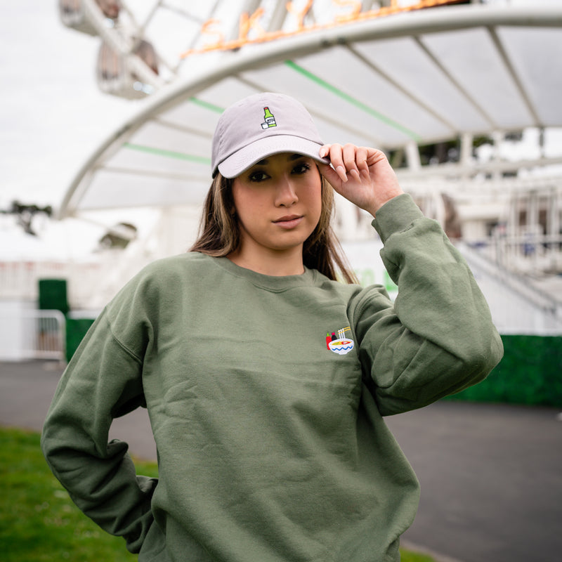 Pho Embroidered Crew Neck Sweatshirt (Olive)