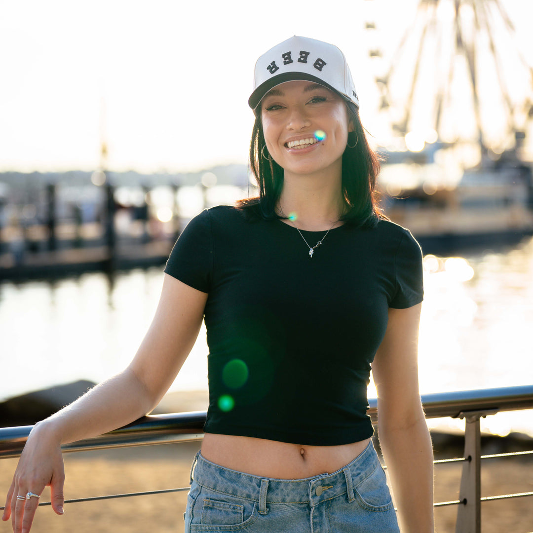 beer upside down snapback hat