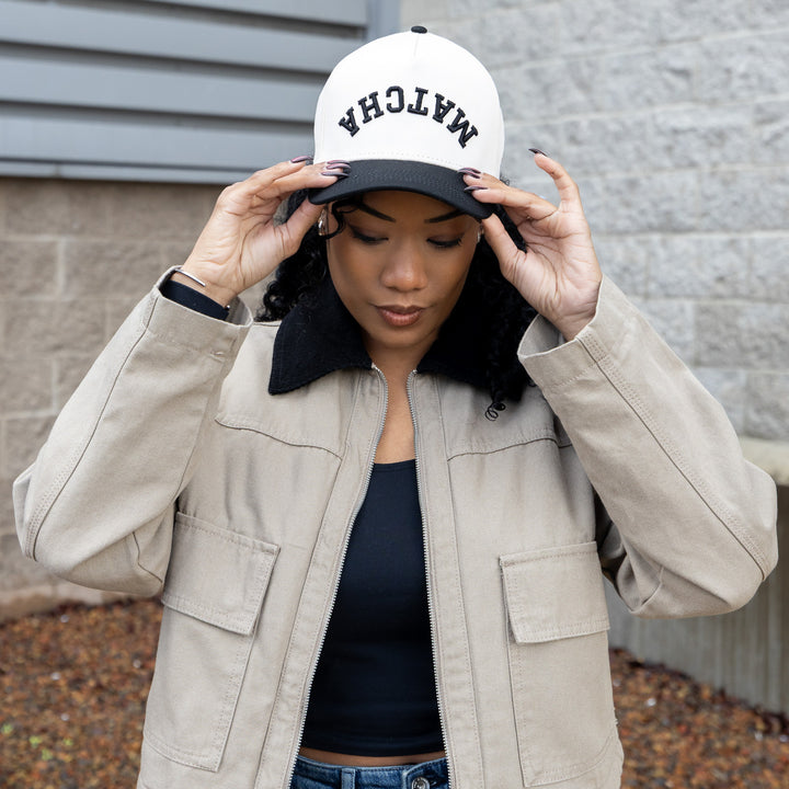 upside down matcha snapback hat