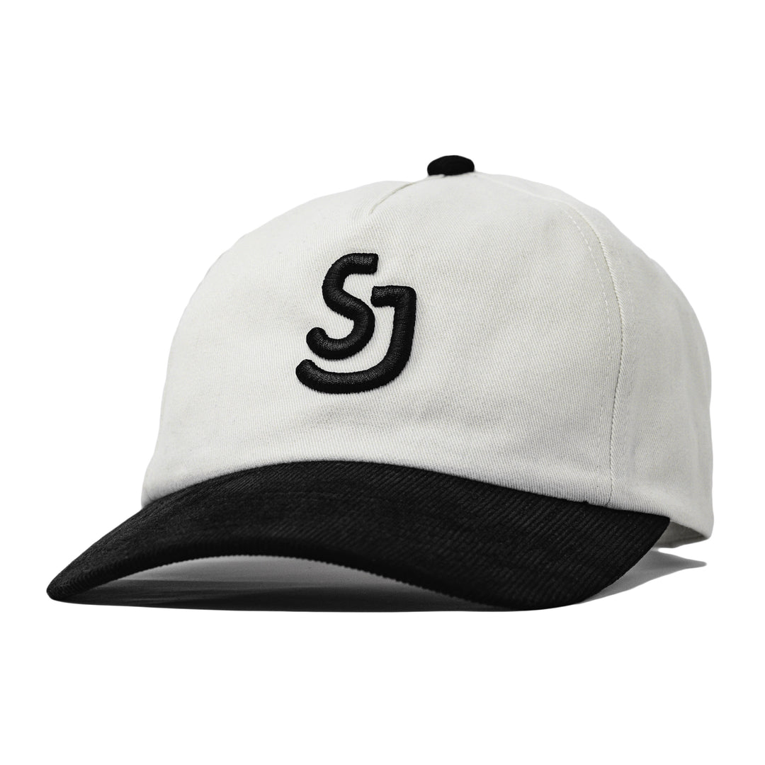 White and black cap with an SJ logo for San Jose