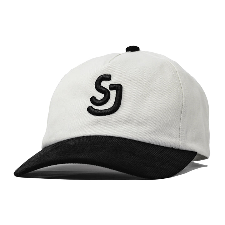 White and black cap with an SJ logo for San Jose