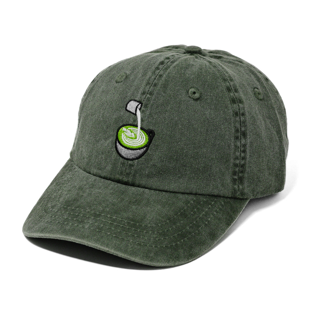 matcha latte dad cap in vintage olive