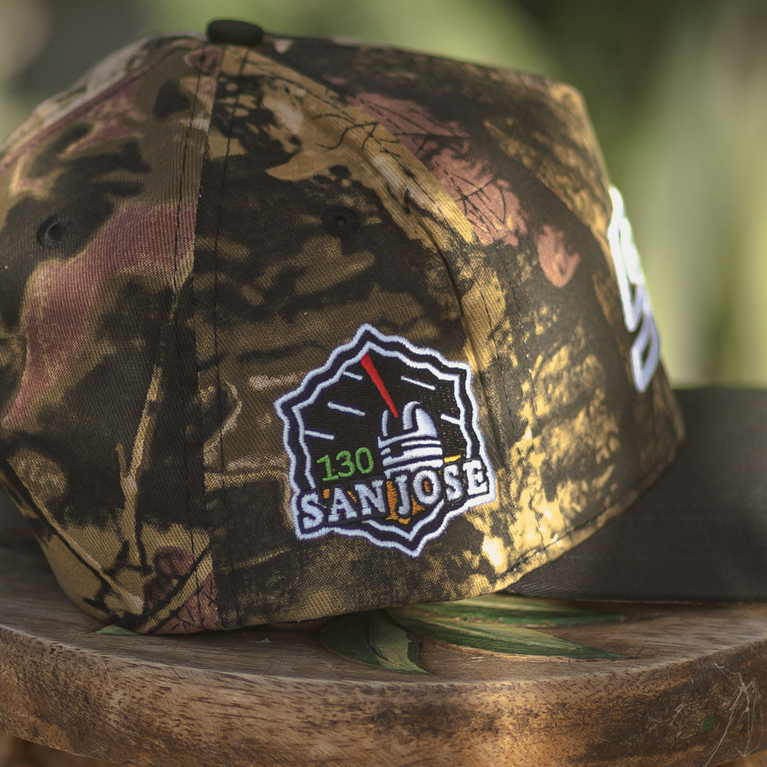 san jose lick observatory side patch on a snapback hat