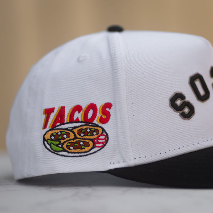 tacos upside down snapback hat from the hungry sloth