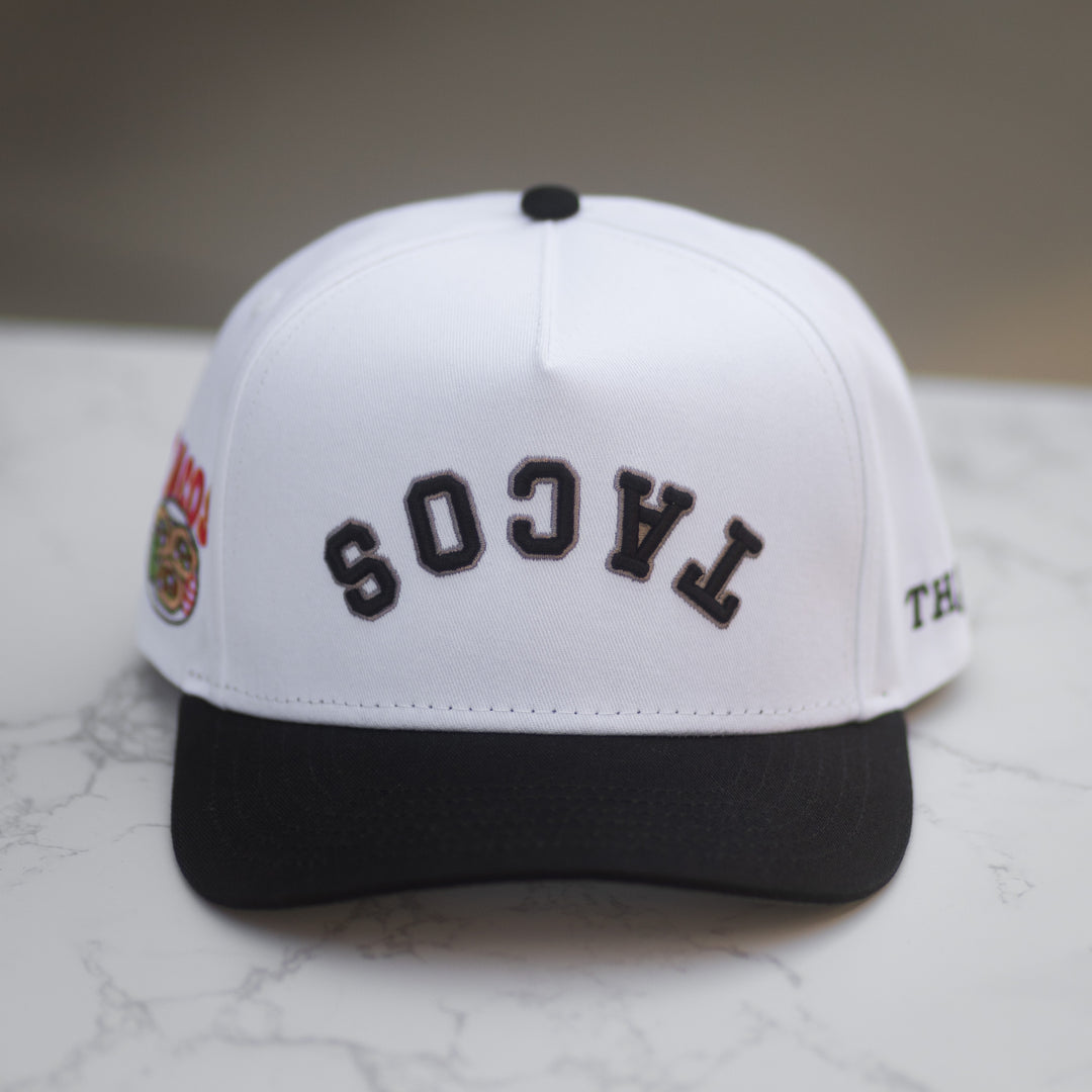 tacos upside down snapback hat from the hungry sloth