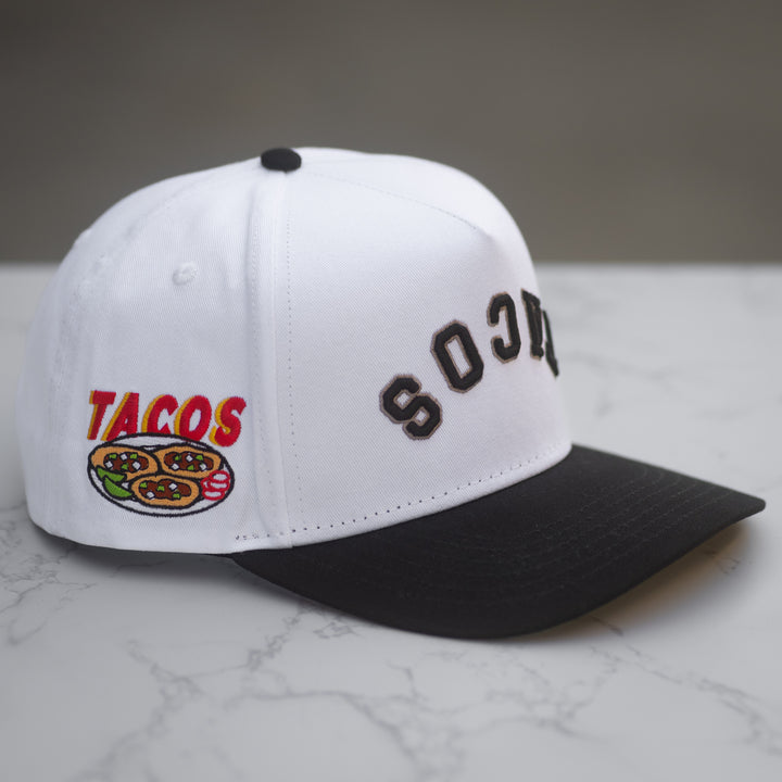tacos upside down snapback hat from the hungry sloth
