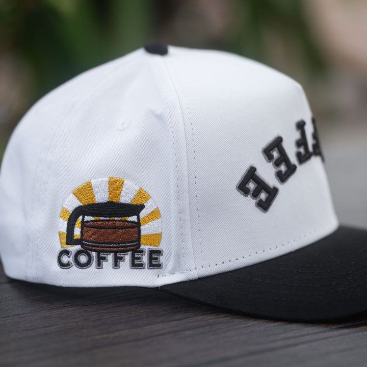 coffee upside down snapback hat from the hungry sloth