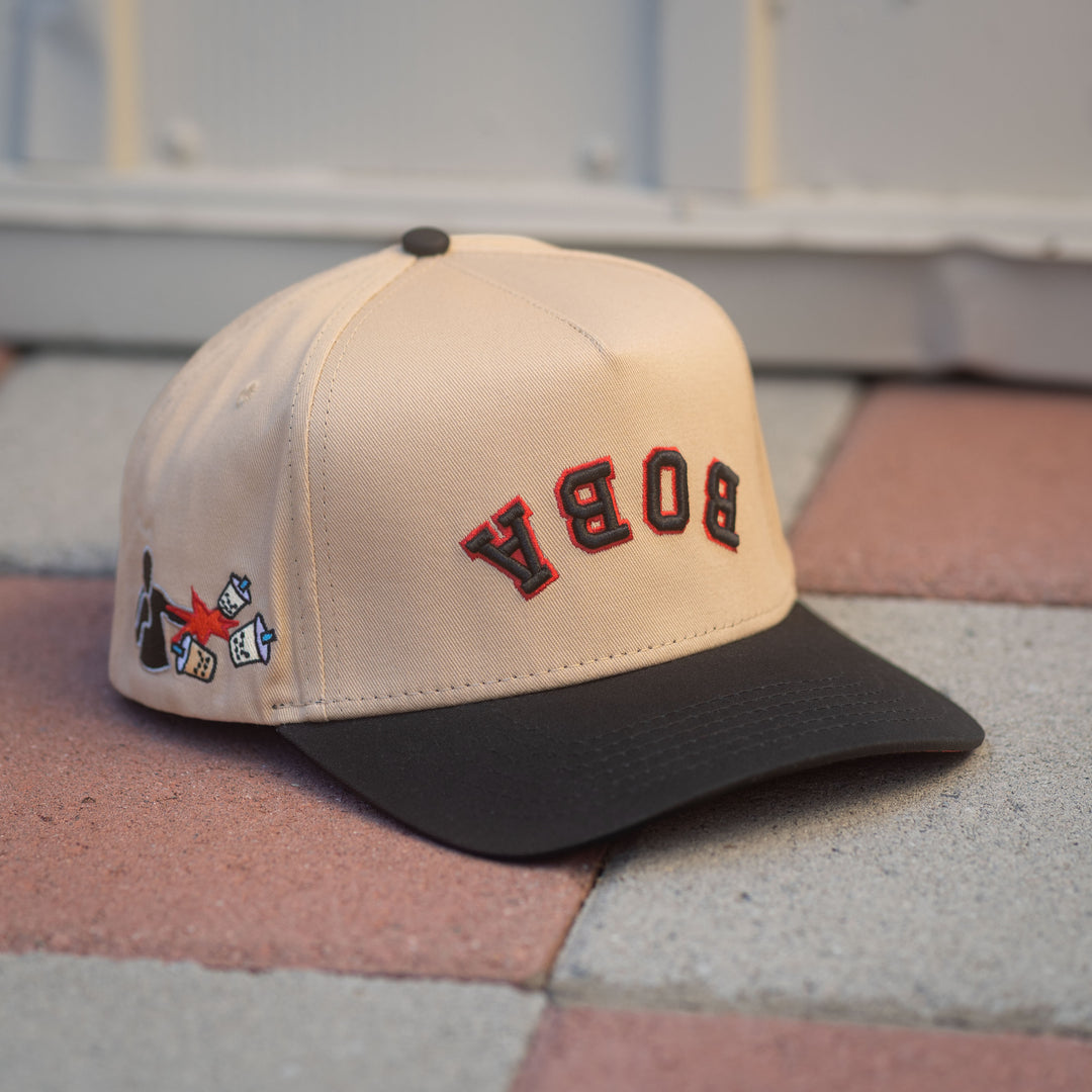 Khai Wu x The Hungry Sloth collaboration boba upside down snapback hat