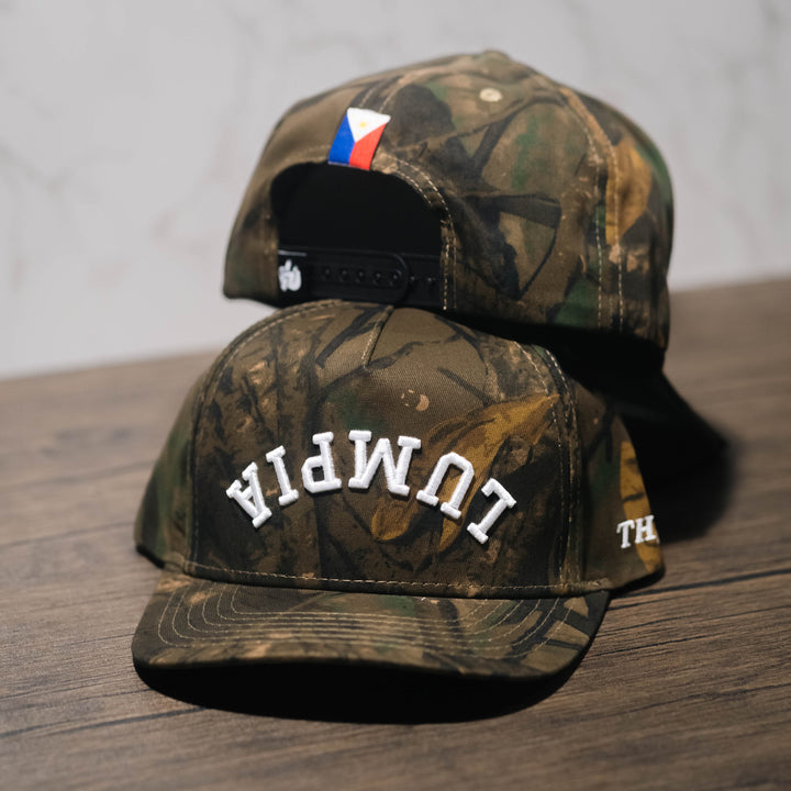lumpia upside down snapback hat tree camo