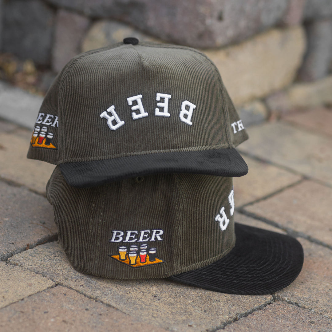 beer upside down snapback hat