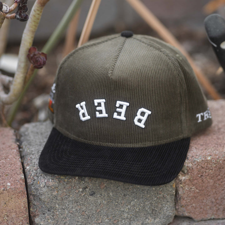 beer upside down snapback hat