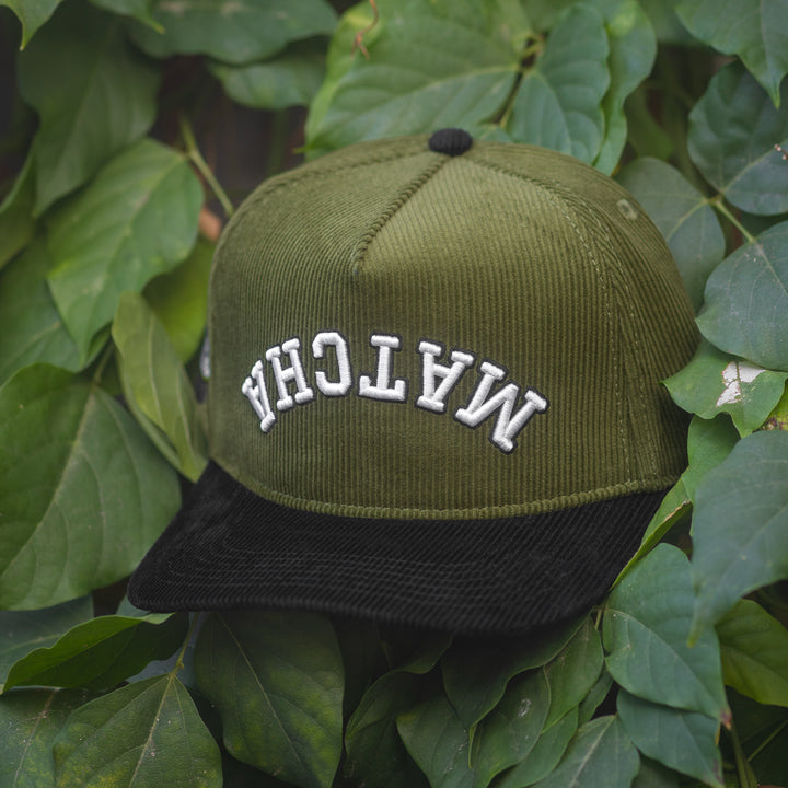 matcha upside down snapback hat corduroy