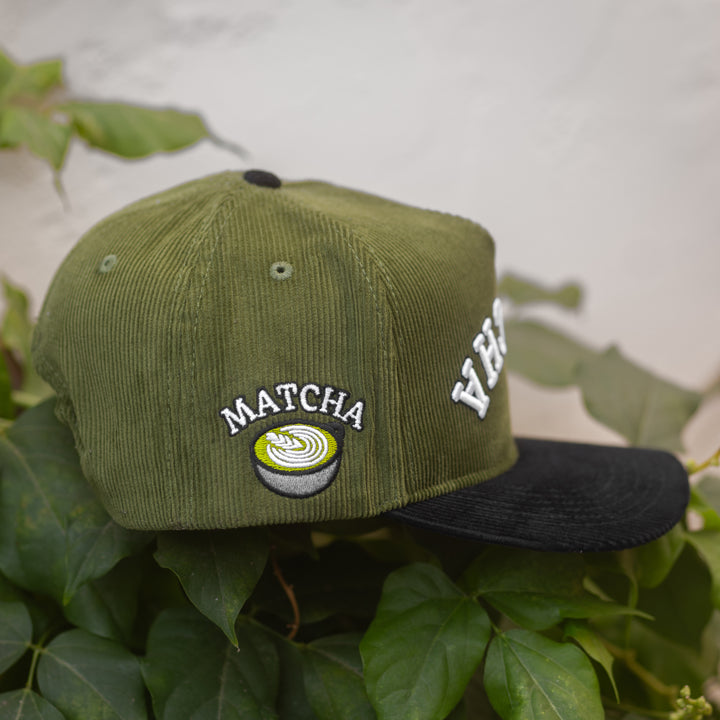 matcha snapback hat corduroy