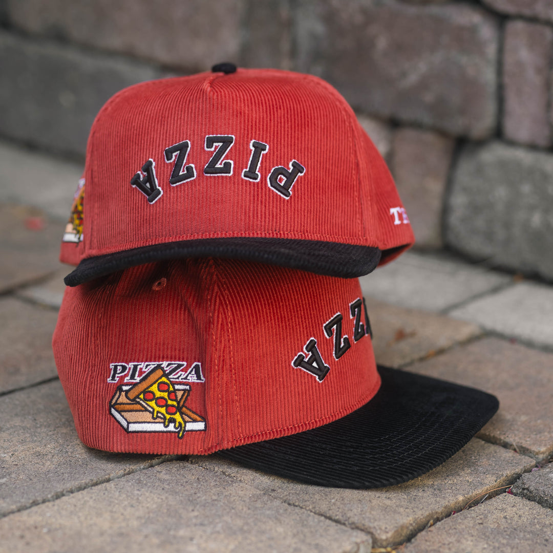pizza upside down snapback hat corduroy