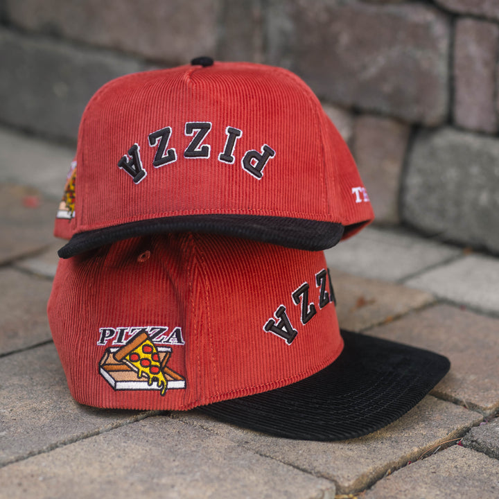 pizza upside down snapback hat corduroy