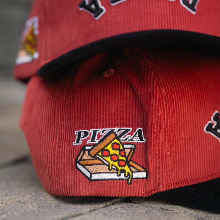 pizza upside down snapback hat corduroy