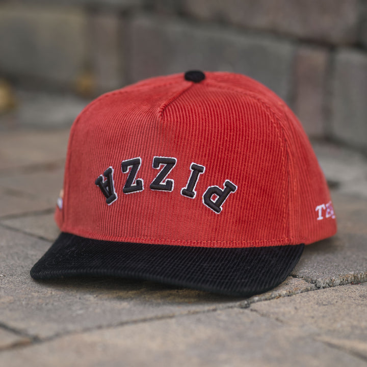 pizza upside down snapback hat corduroy