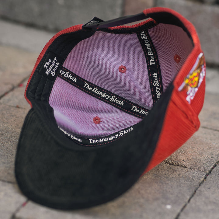 pizza upside down snapback hat corduroy