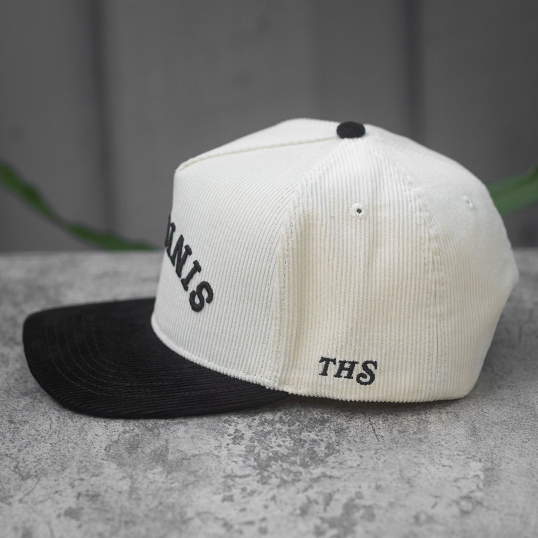 sinigang upside down snapback hat with THS logo on the side