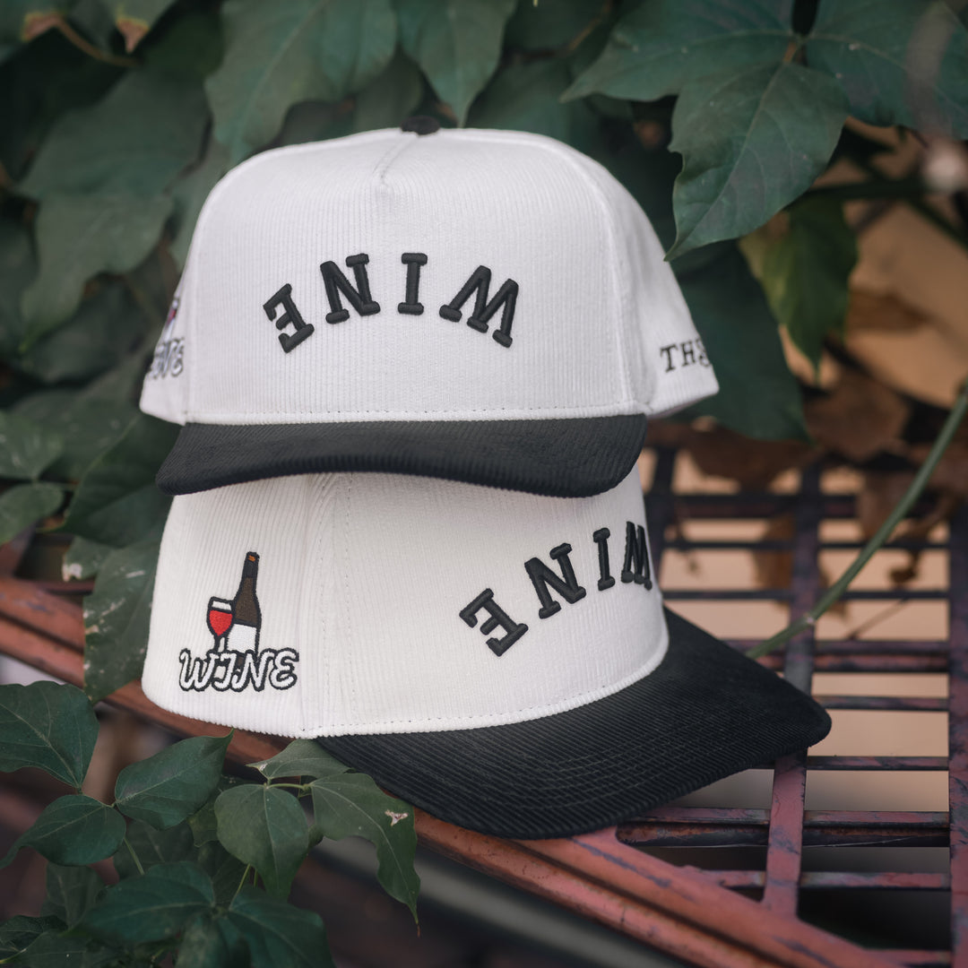 wine upside down snapback hat