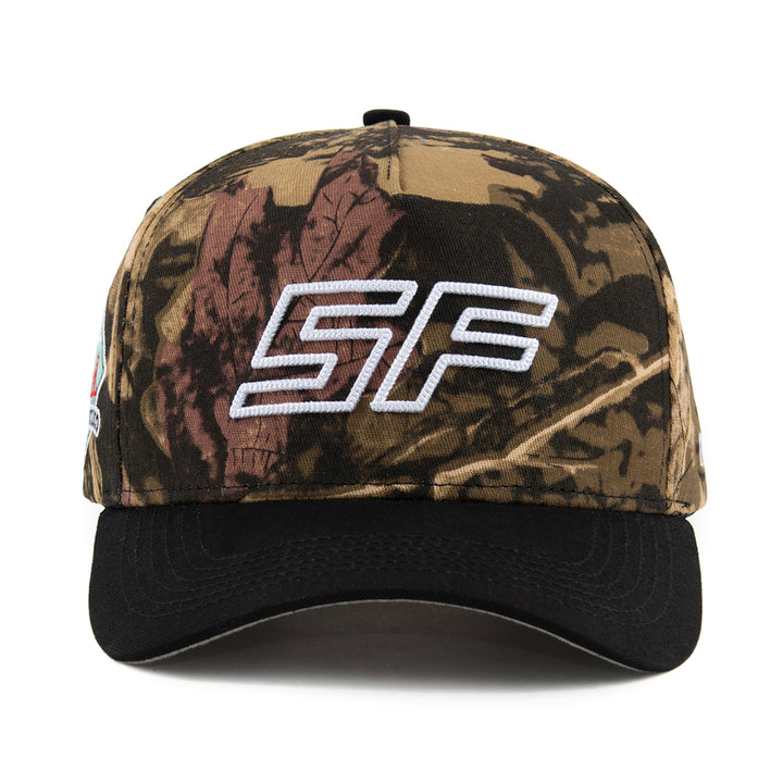 sf san francisco snapback hat tree camo