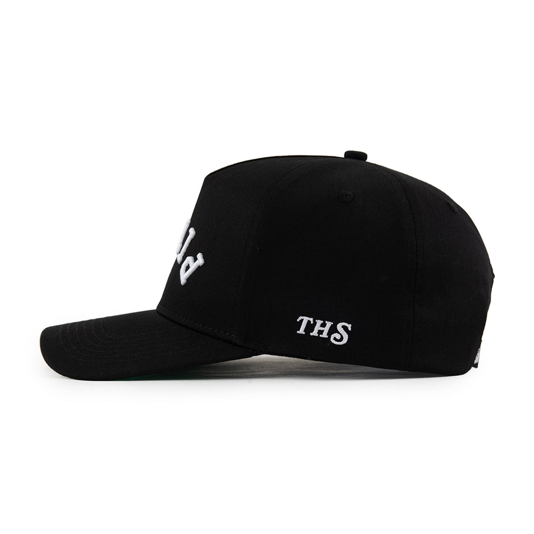 pizza upside down snapback hat with THS logo on the side