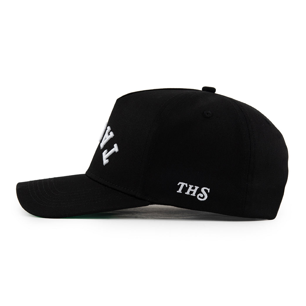 tacos upside down snapback hat with THS logo on the side