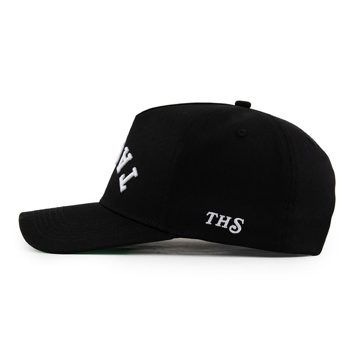 tacos upside down snapback hat with THS logo on the side