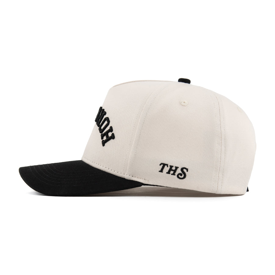 Horchata Upside Down A-Frame Snapback Hat (Off-White / Black