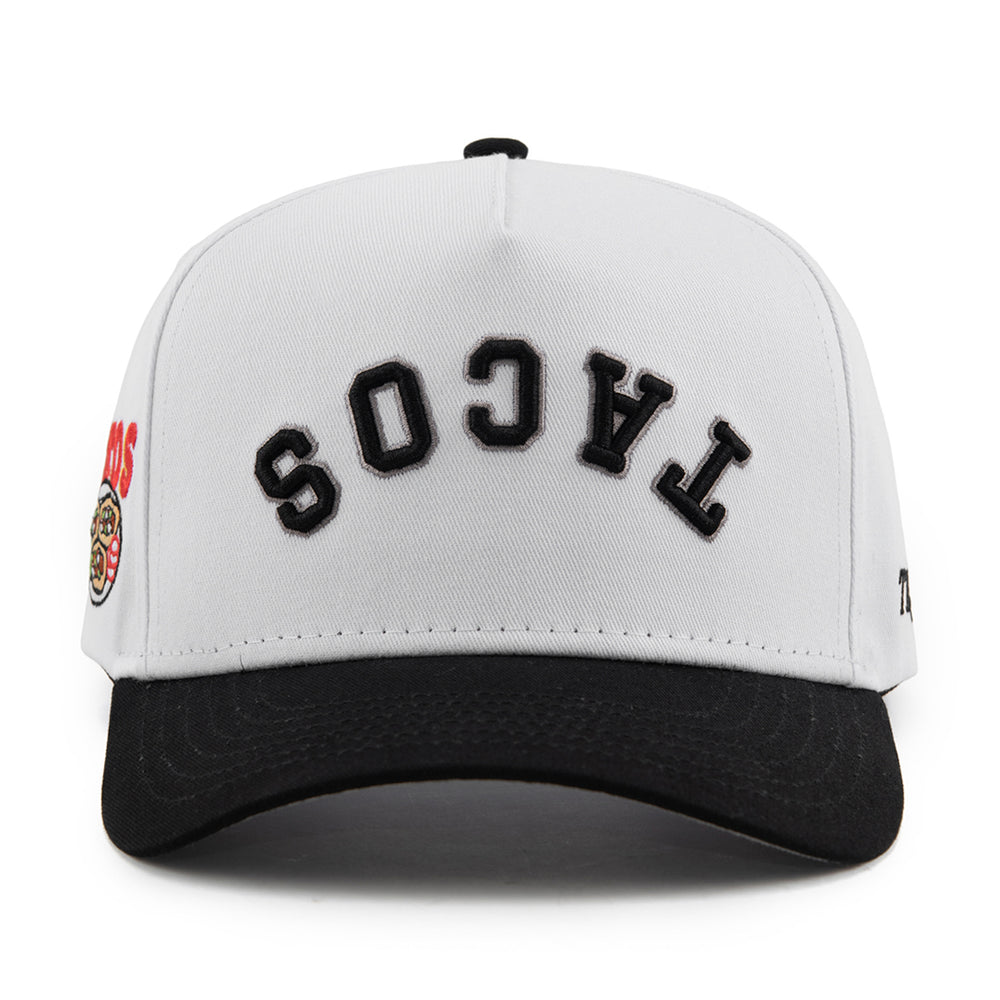tacos upside down snapback hat white