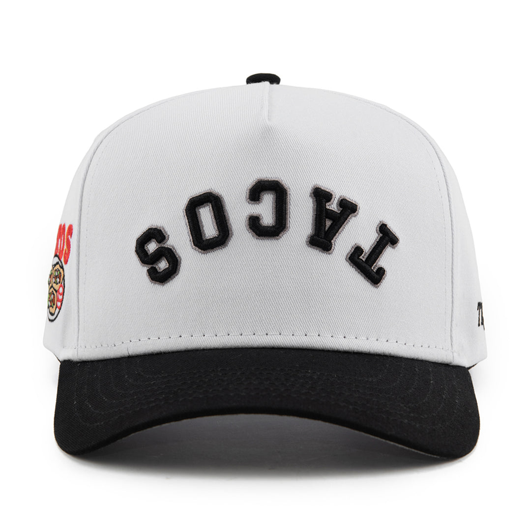 tacos upside down snapback hat white