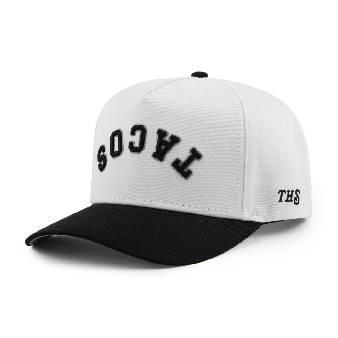 tacos upside down snapback hat white