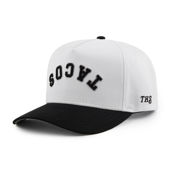 tacos upside down snapback hat white