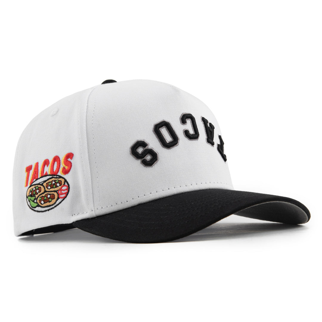 tacos upside down snapback hat with tacos plate side patch embroidery
