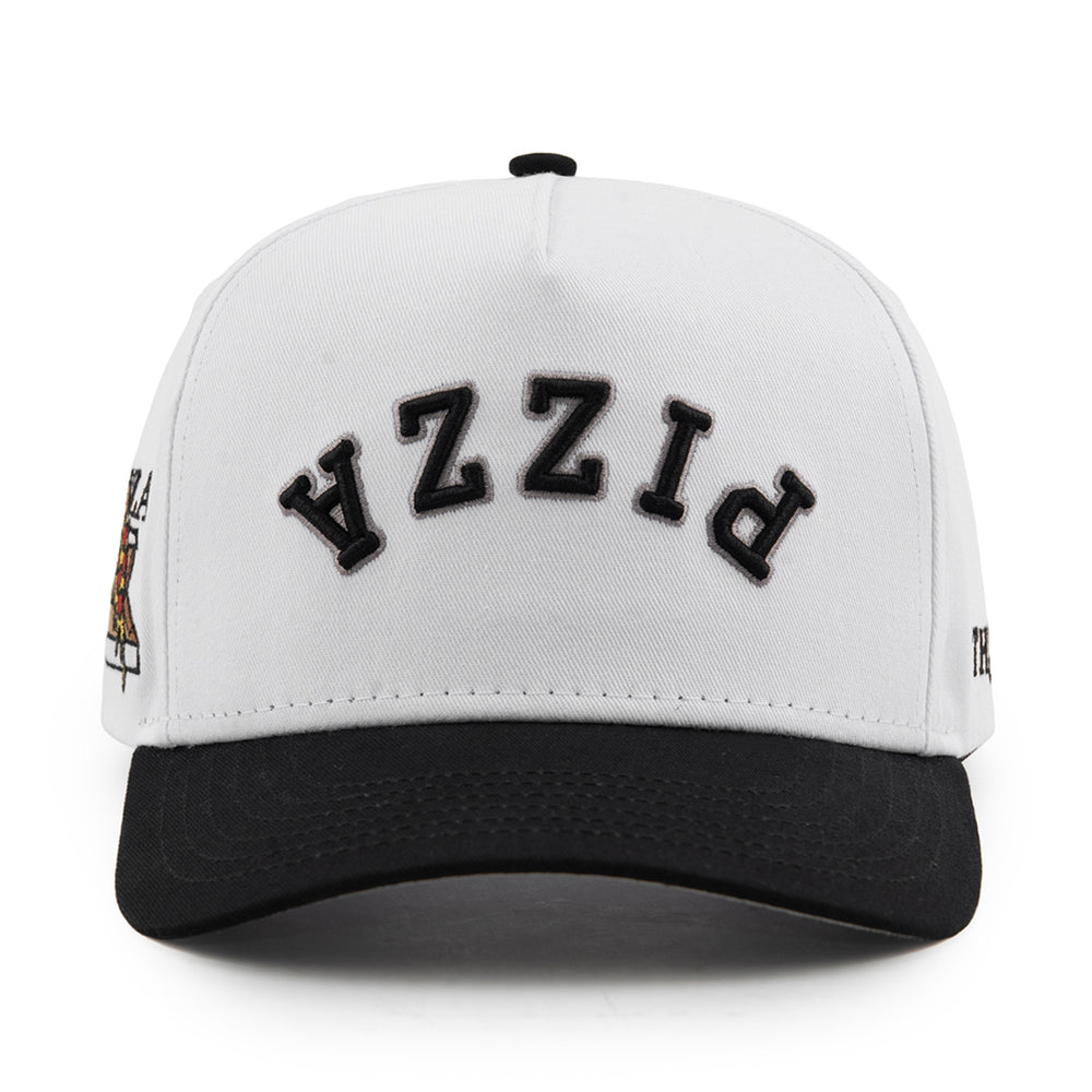 pizza upside down snapback hat white