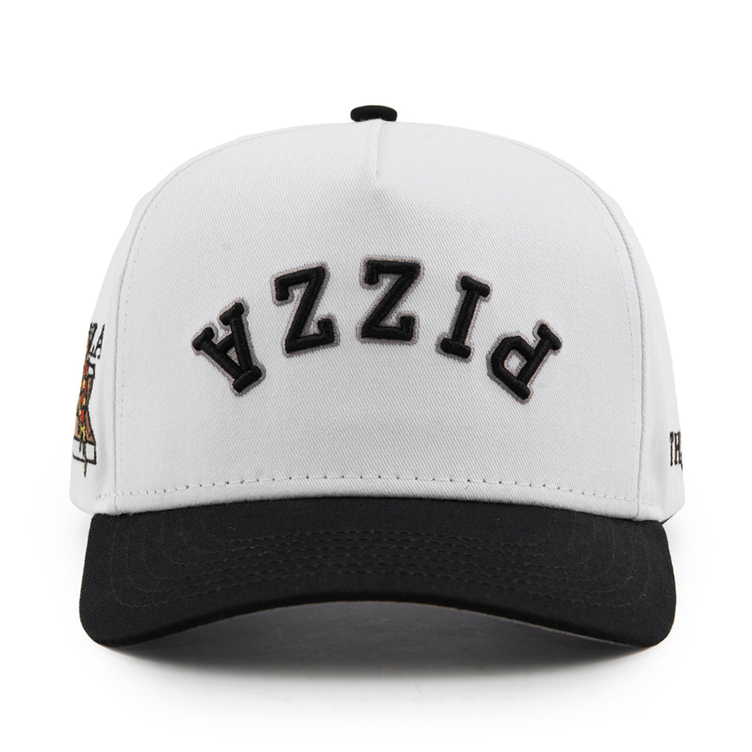 pizza upside down snapback hat white