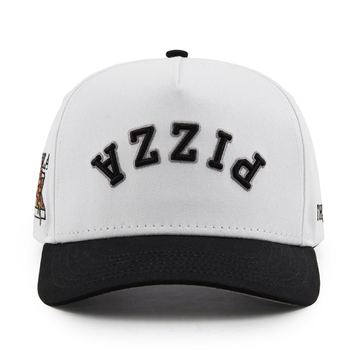 pizza upside down snapback hat white