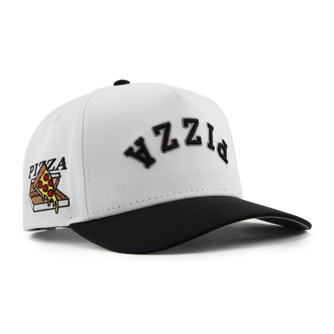 Pizza Upside Down A-Frame Snapback Hat (White / Black) – LIMITED