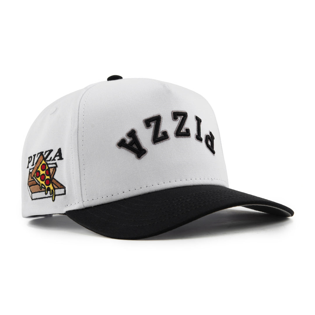 pizza upside down snapback hat white