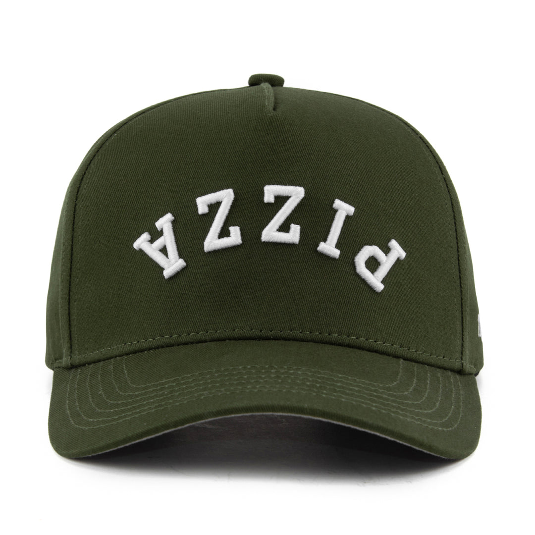 pizza upside down snapback hat olive green