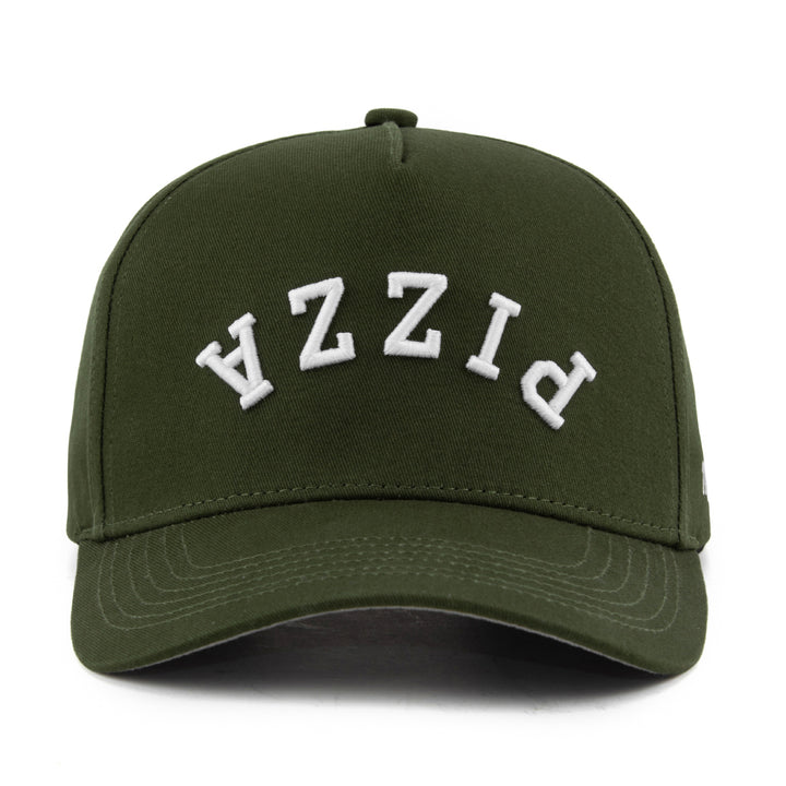 pizza upside down snapback hat olive green